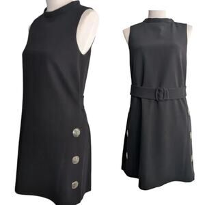 Elie Tahari Belted A-line Dress Black Size M